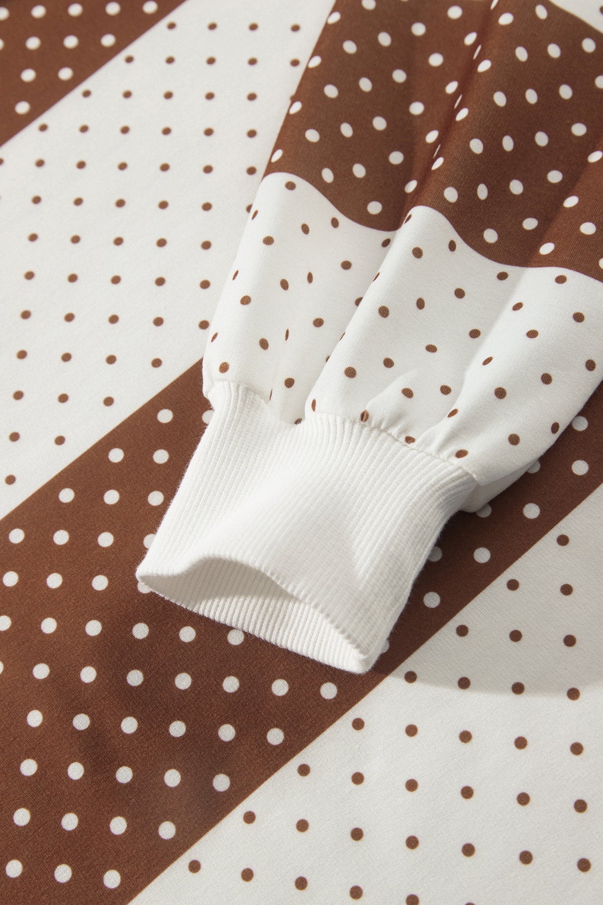 Coffee Date polka dot colorblock pullover