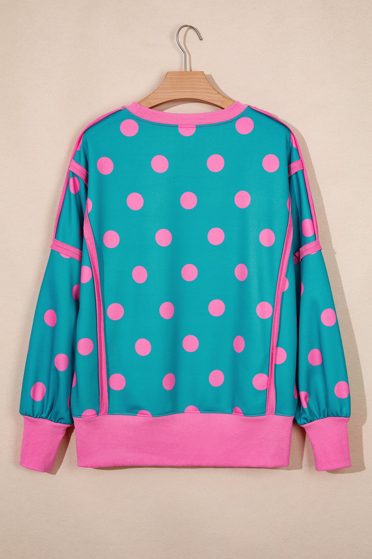 Poppy Dot teal and pink colorblock pullover