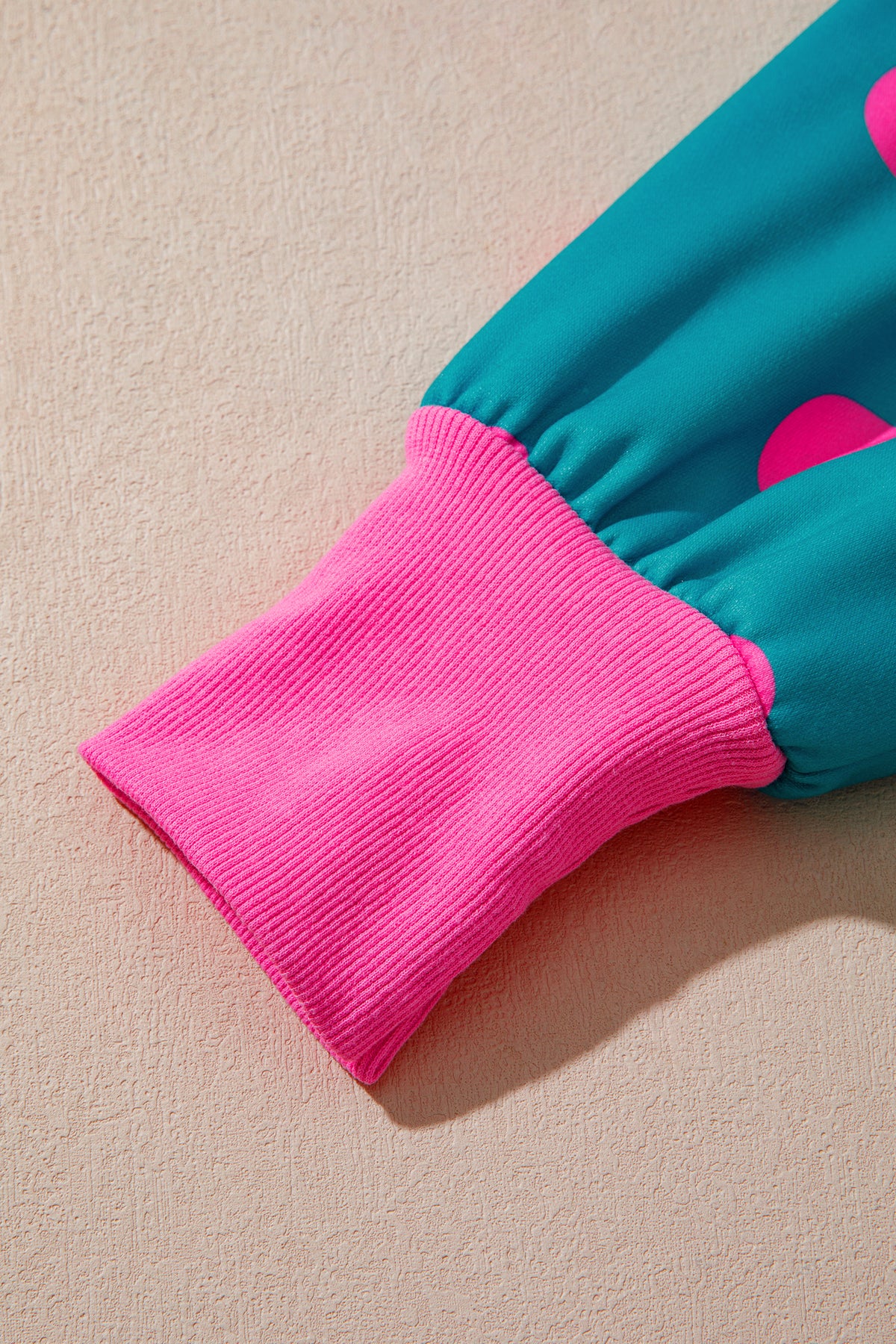 Poppy Dot teal and pink colorblock pullover