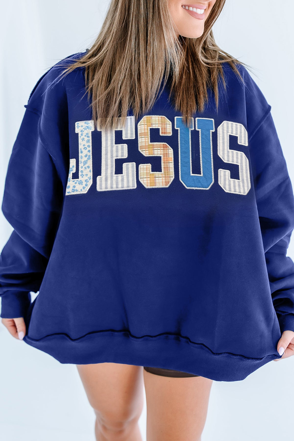 Covered in Grace Jesus applique sweatshirt