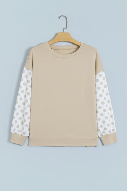 Simply Sweet polka dot sleeve oversized pullover