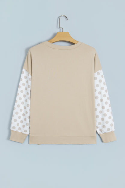 Simply Sweet polka dot sleeve oversized pullover