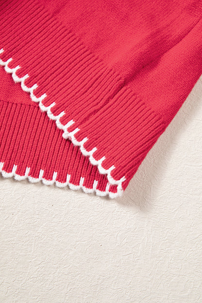 Merry and Bright plaid ribbon Christmas tree knit sweater