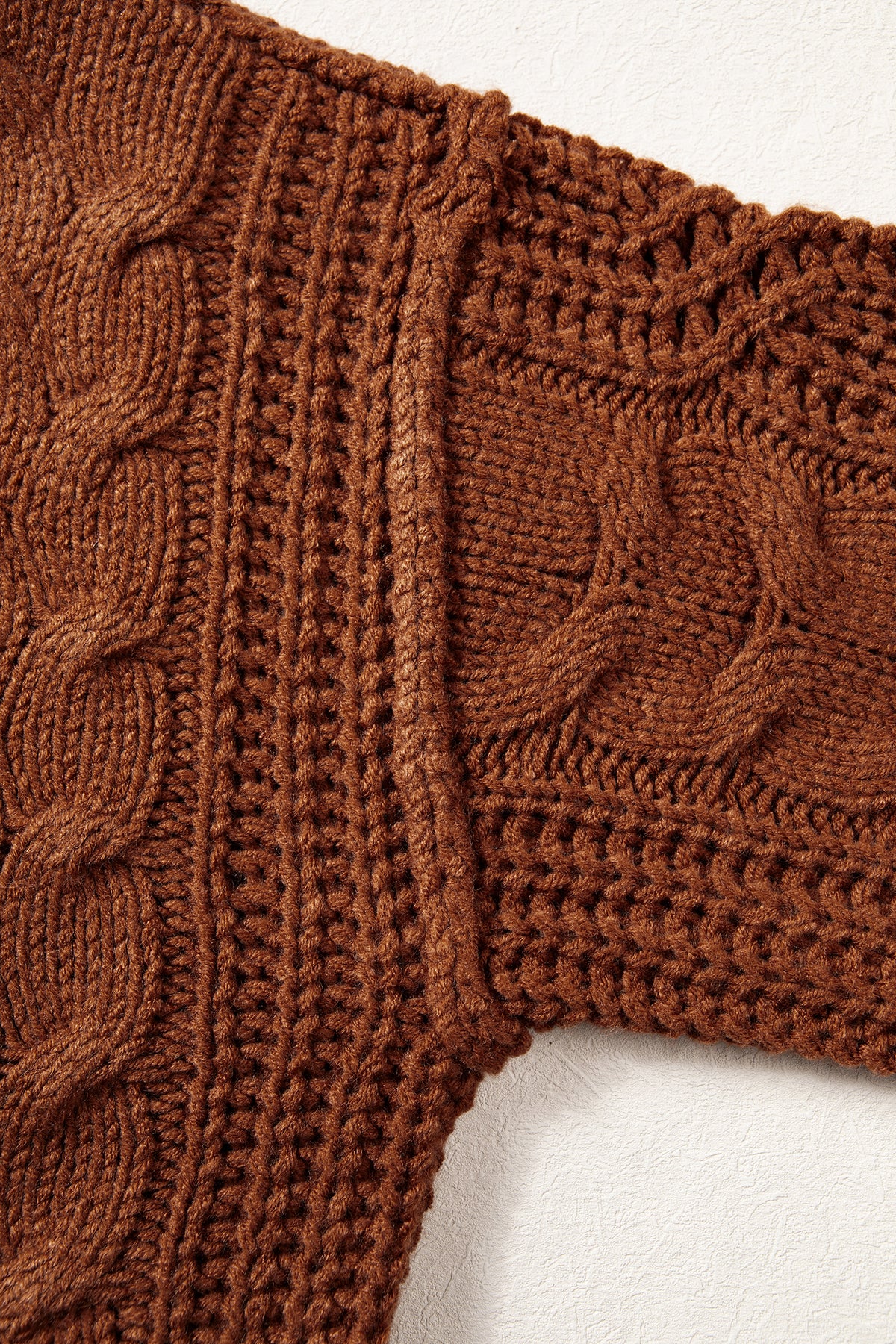 Rustic Charm chocolate brown cable knit sweater