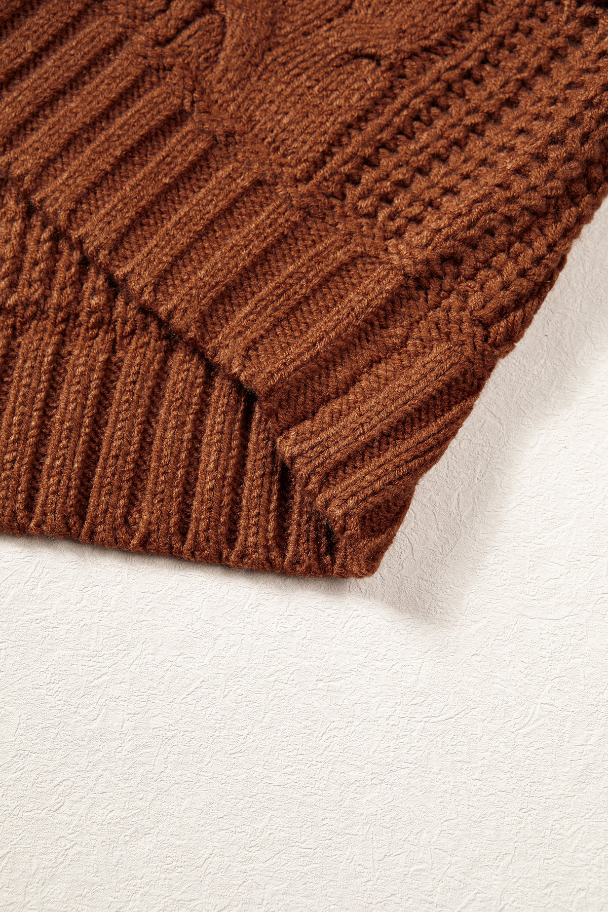 Rustic Charm chocolate brown cable knit sweater