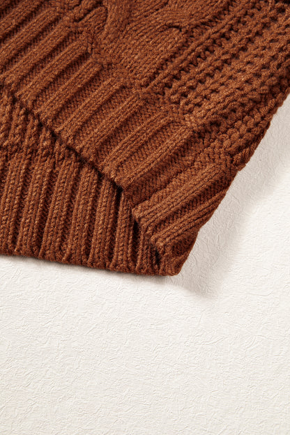 Rustic Charm chocolate brown cable knit sweater