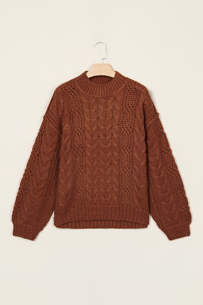 Rustic Charm chocolate brown cable knit sweater