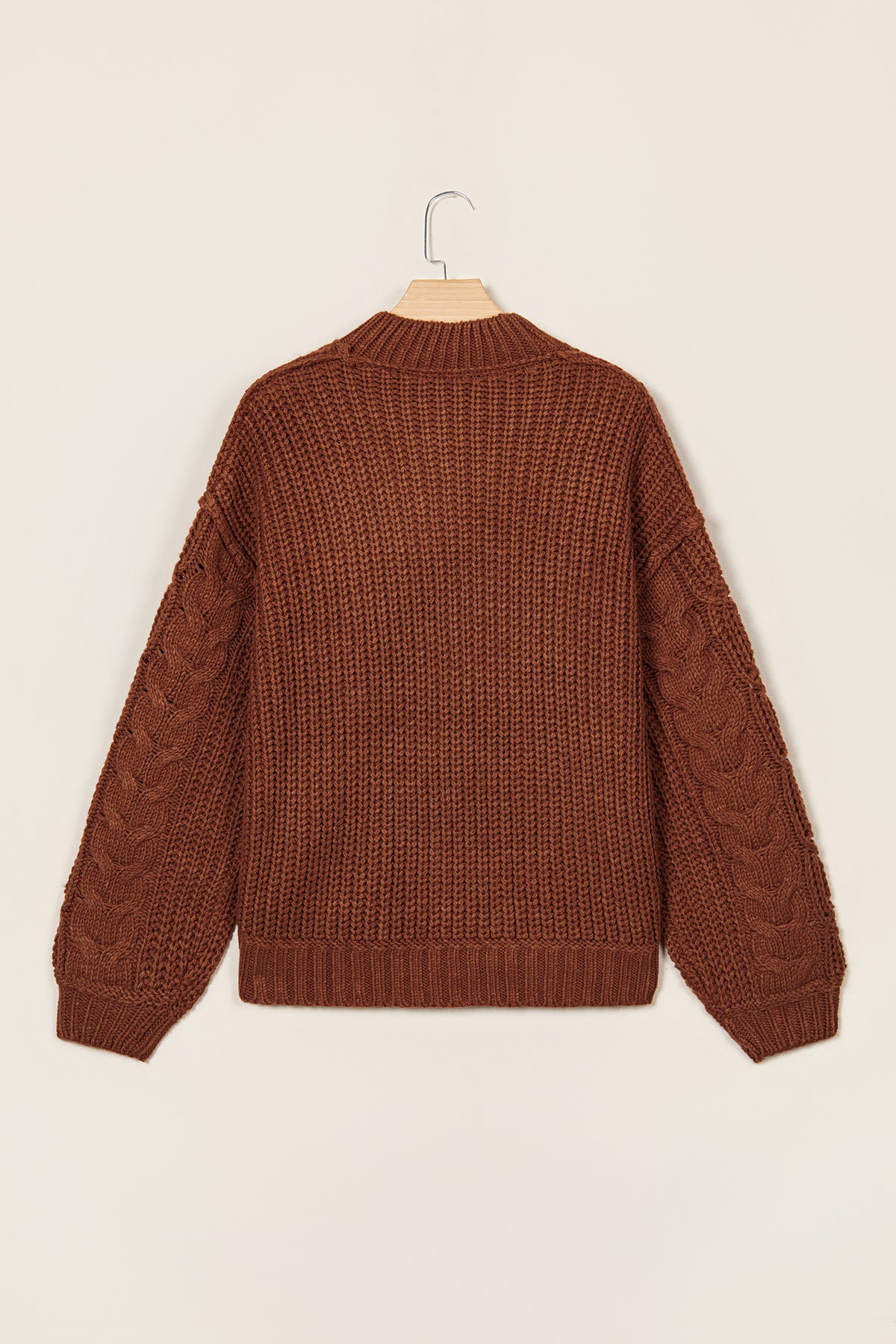Rustic Charm chocolate brown cable knit sweater