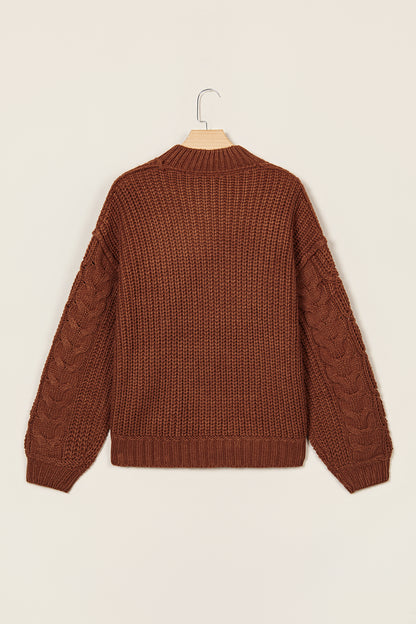 Rustic Charm chocolate brown cable knit sweater