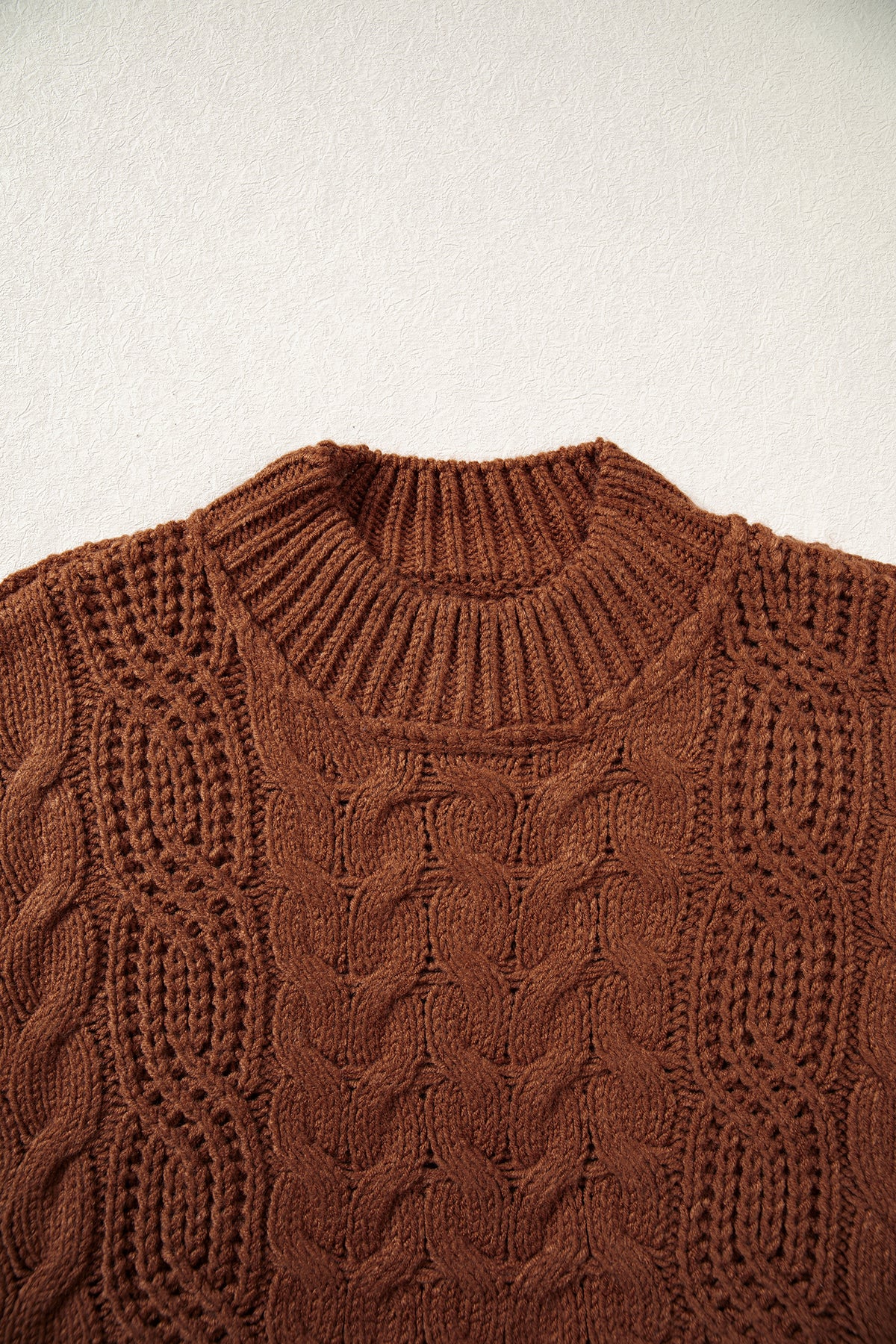Rustic Charm chocolate brown cable knit sweater