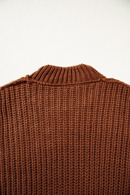 Rustic Charm chocolate brown cable knit sweater
