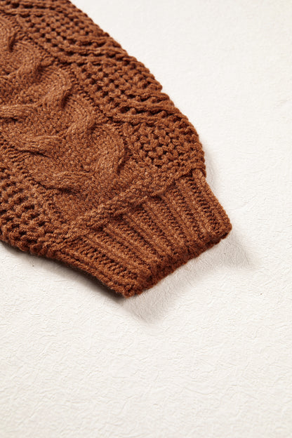 Rustic Charm chocolate brown cable knit sweater