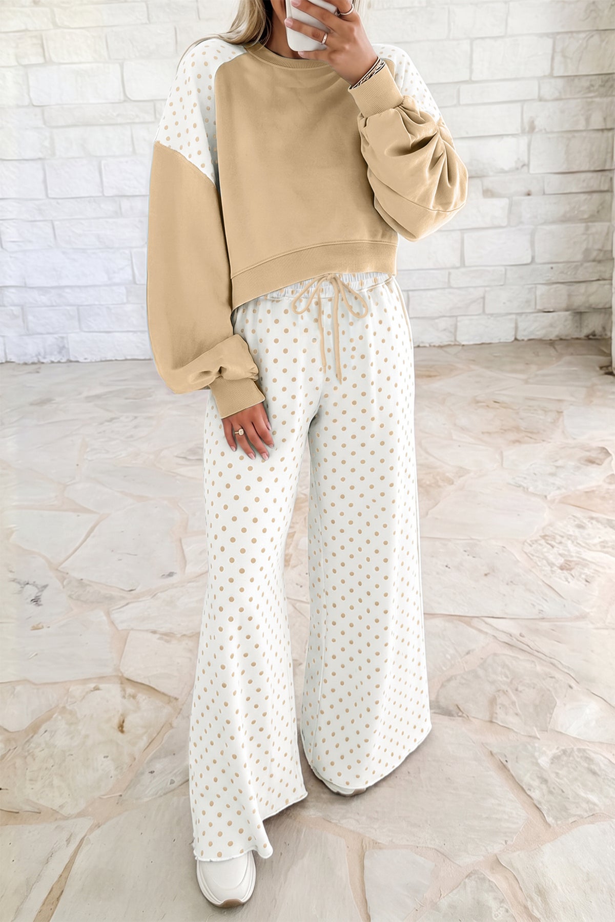 Chic and Cozy striped ruffle two-piece lounge set