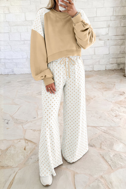 Chic and Cozy striped ruffle two-piece lounge set