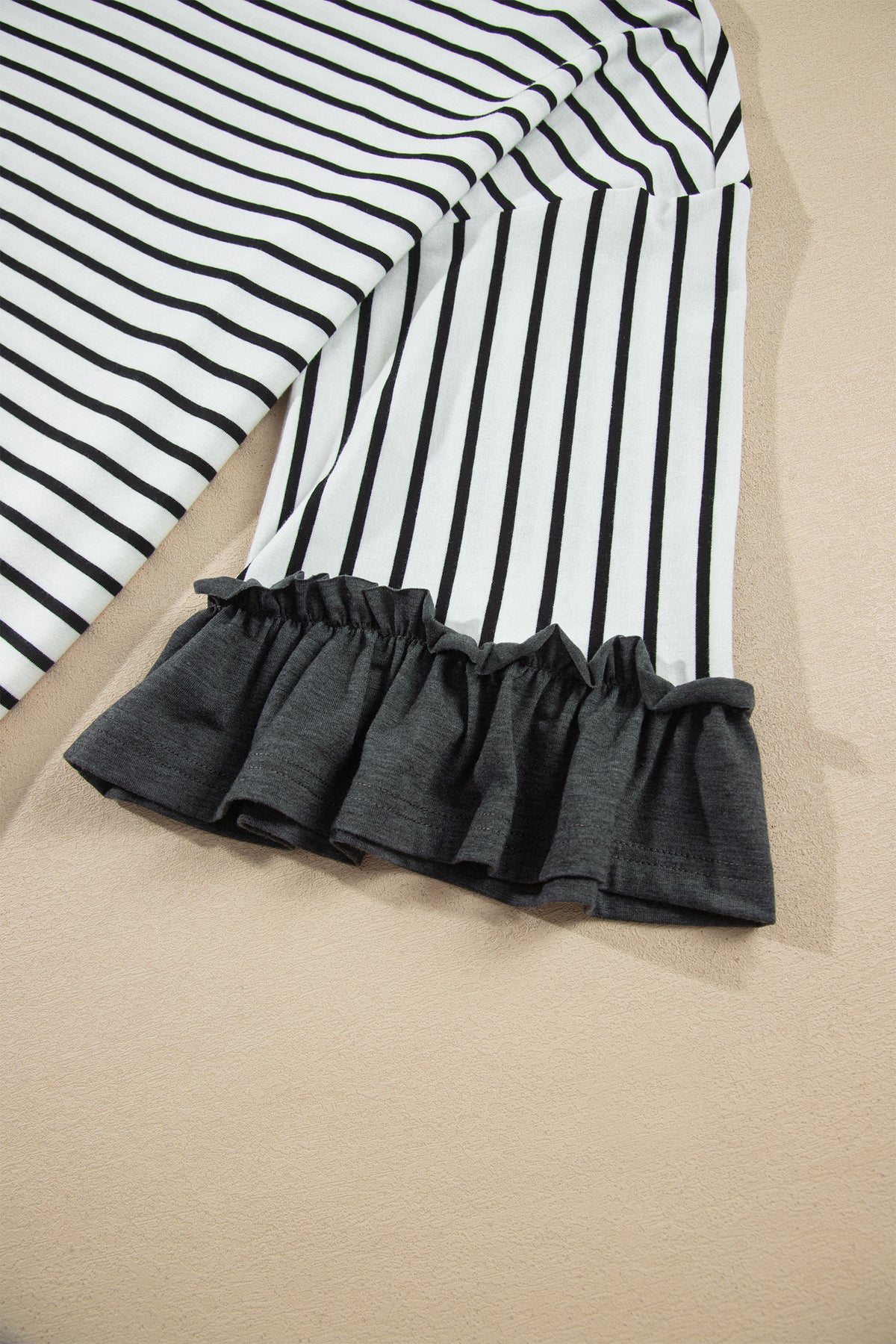 Chic and Cozy striped ruffle two-piece lounge set