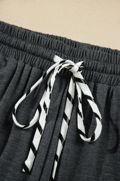 Chic and Cozy striped ruffle two-piece lounge set