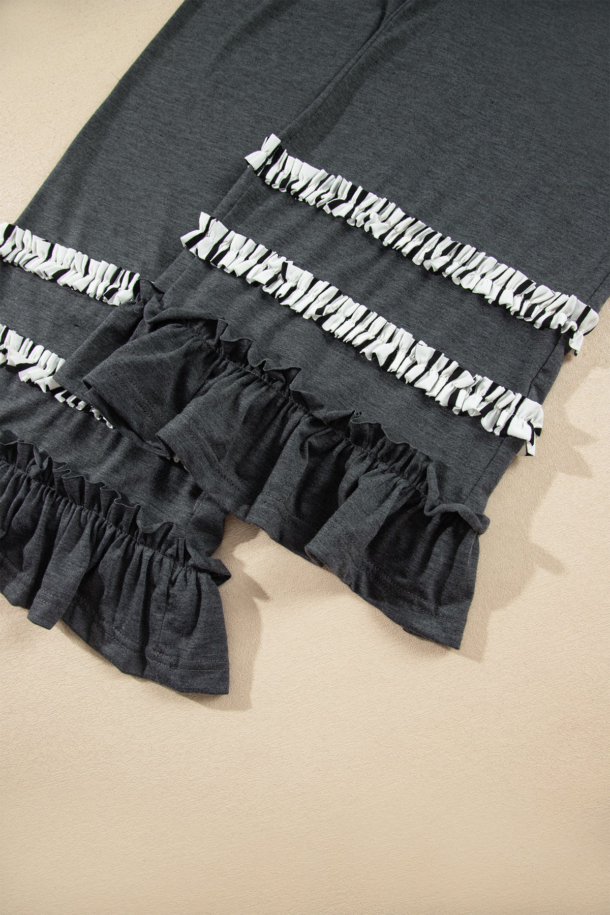 Chic and Cozy striped ruffle two-piece lounge set