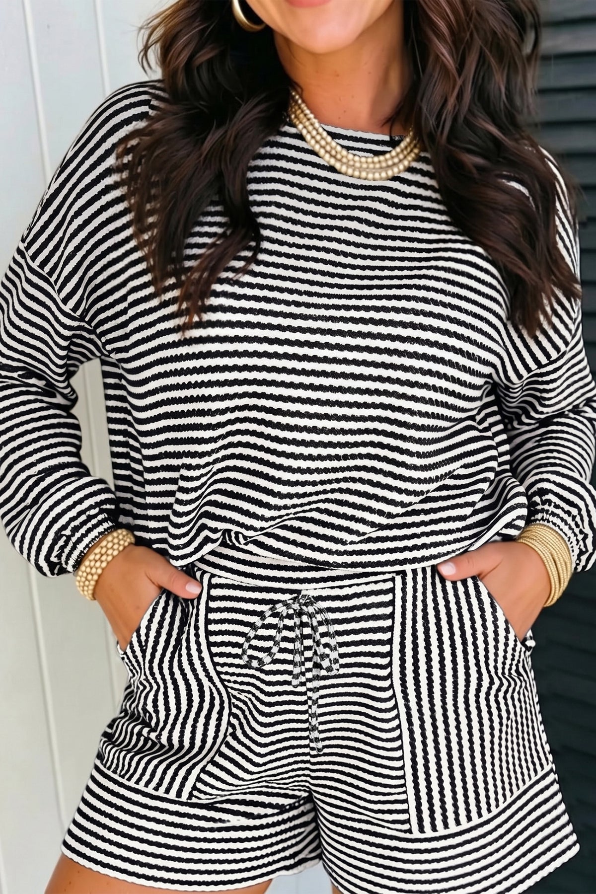 Simply Striped black and white two-piece lounge set