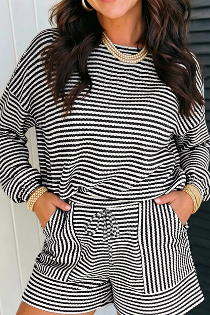 Simply Striped black and white two-piece lounge set