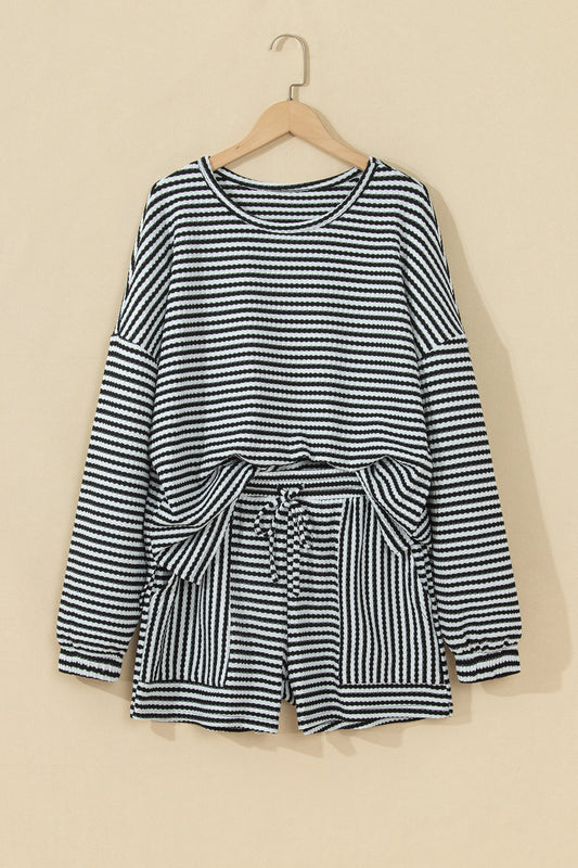 Simply Striped black and white two-piece lounge set