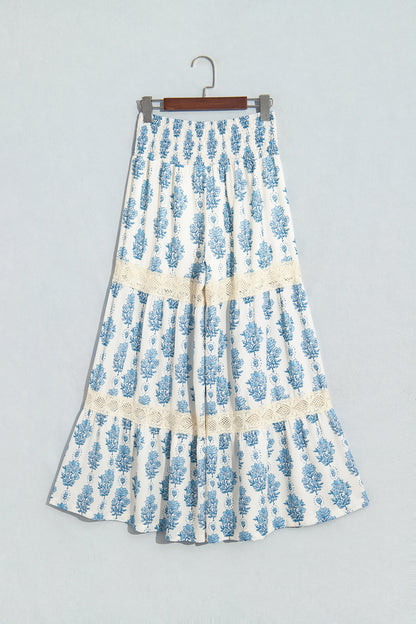 Blue Belle floral lace wide leg pants