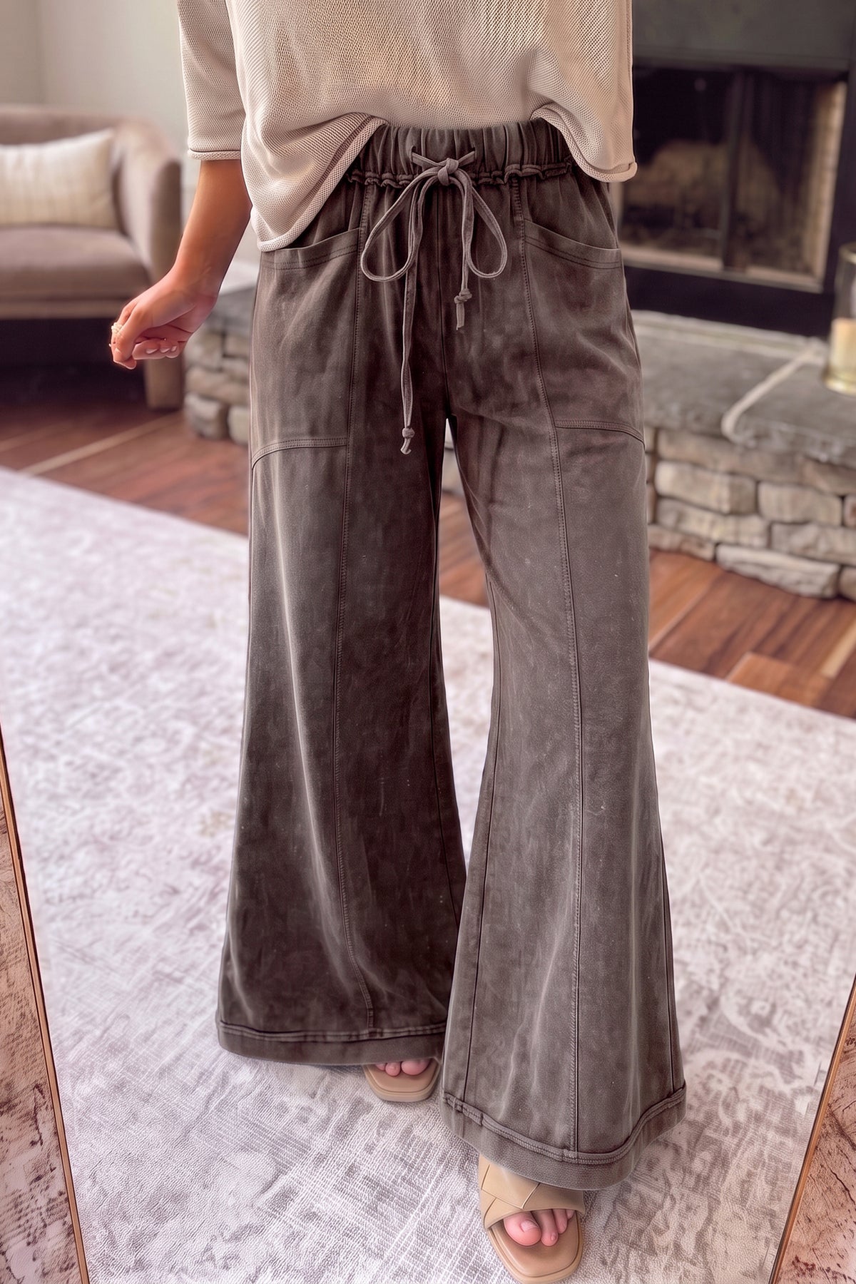 The Easygoing washed wide leg pants