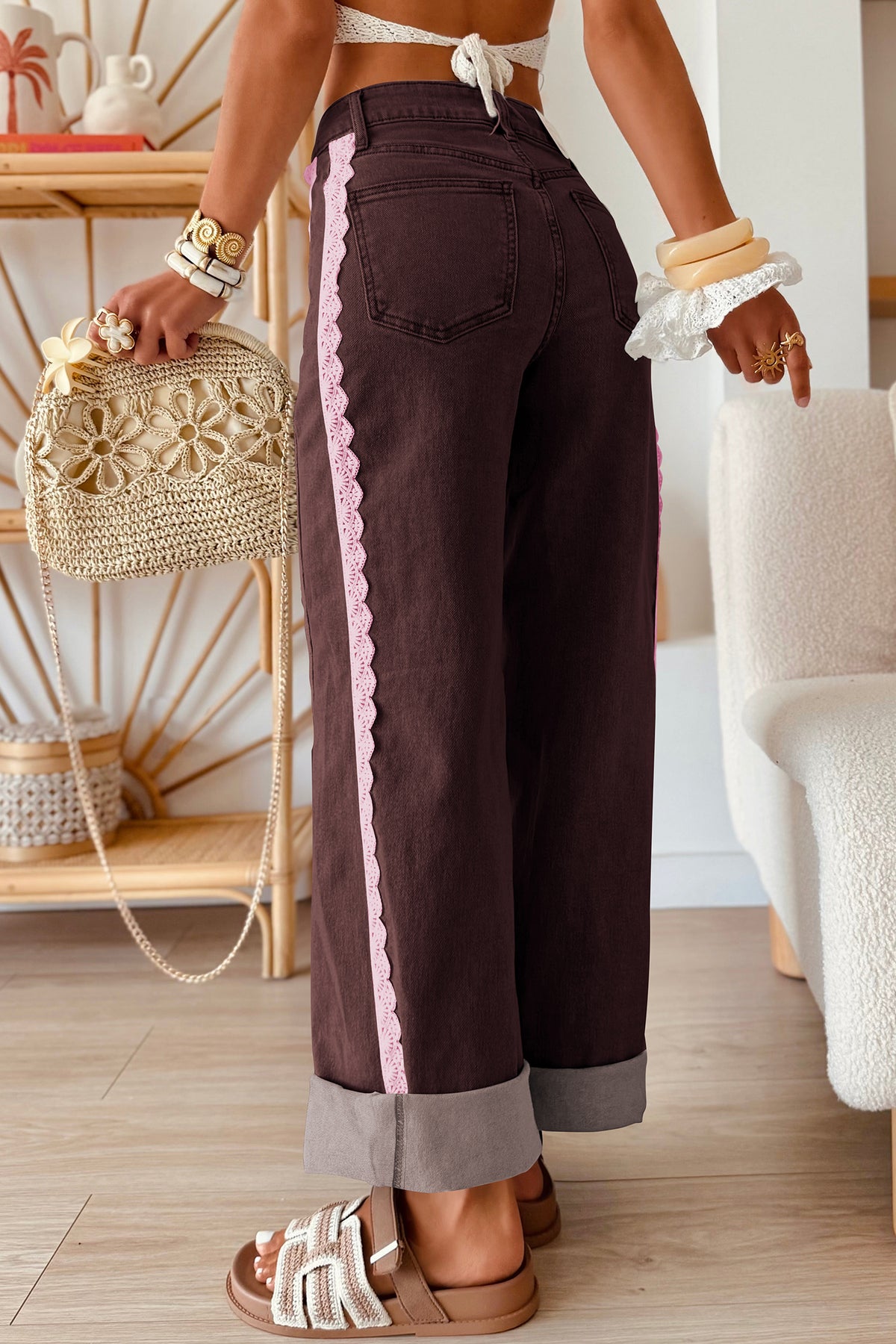 Pretty in Lace wide leg denim jeans
