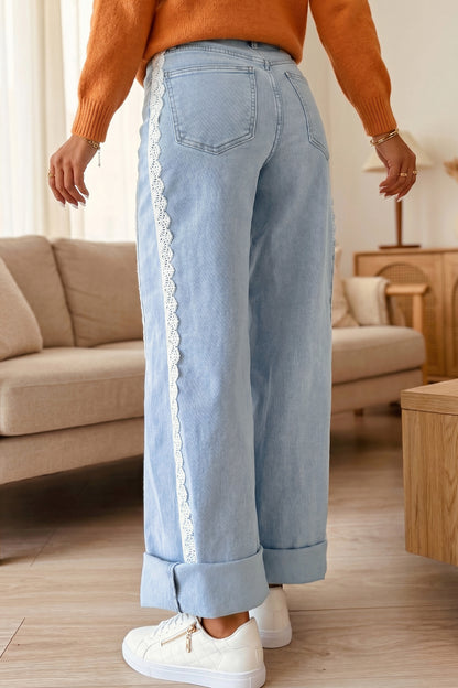 Pretty in Lace wide leg denim jeans