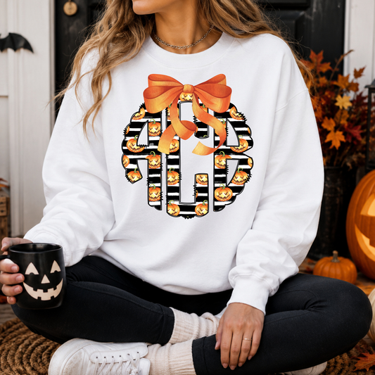 Halloween Pumpkin Stripes Monogram