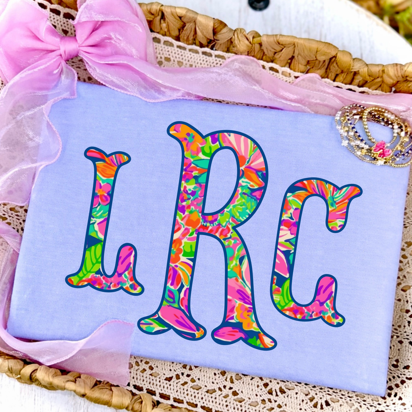 Preppy Floral Fishtail Monogram