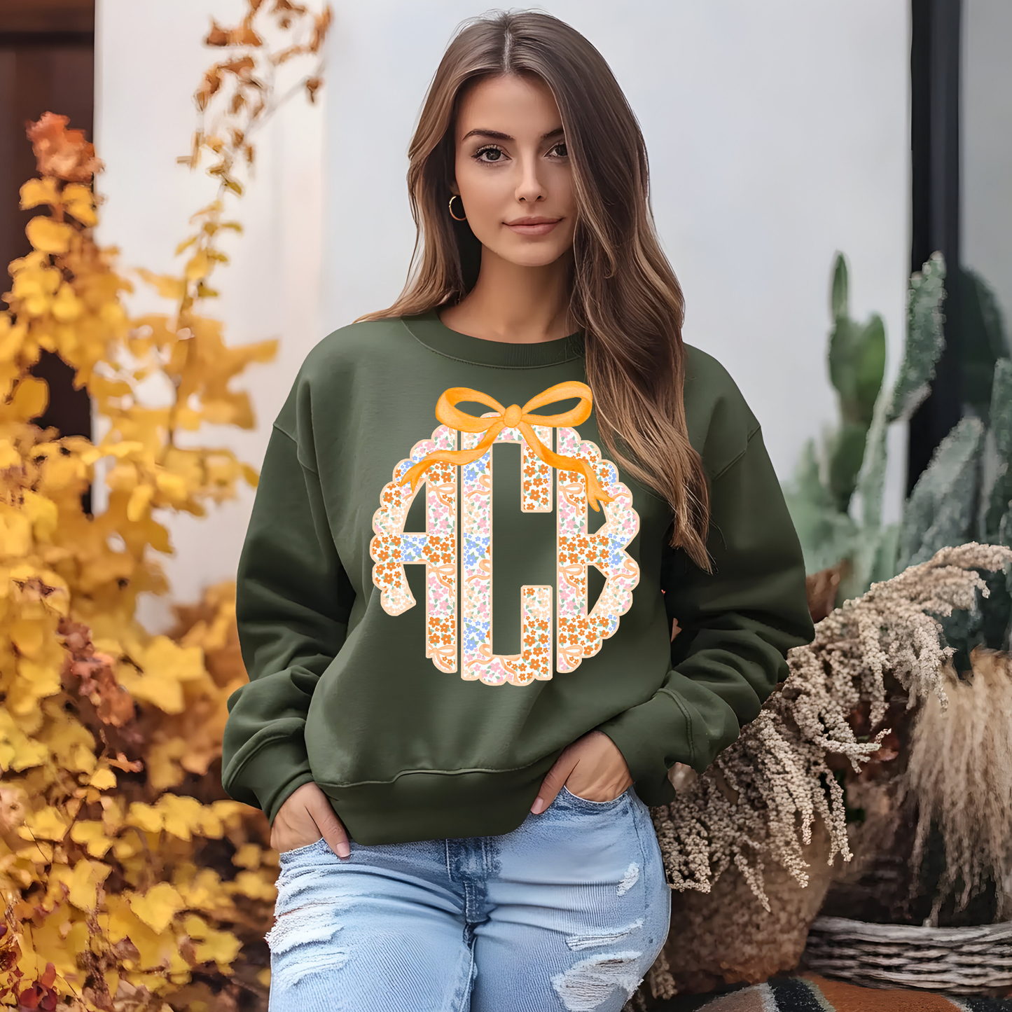 Fall Ditsy Floral Monogram