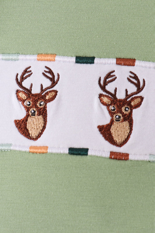 Sage Deer Embroidery Pants Set