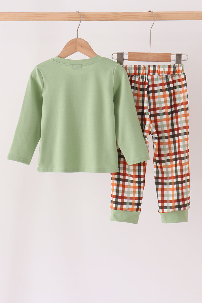 Sage Deer Embroidery Pants Set