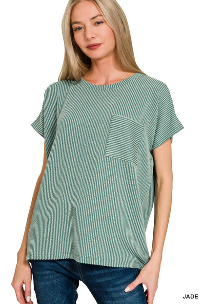 Waffle Pocket Boxy Tee