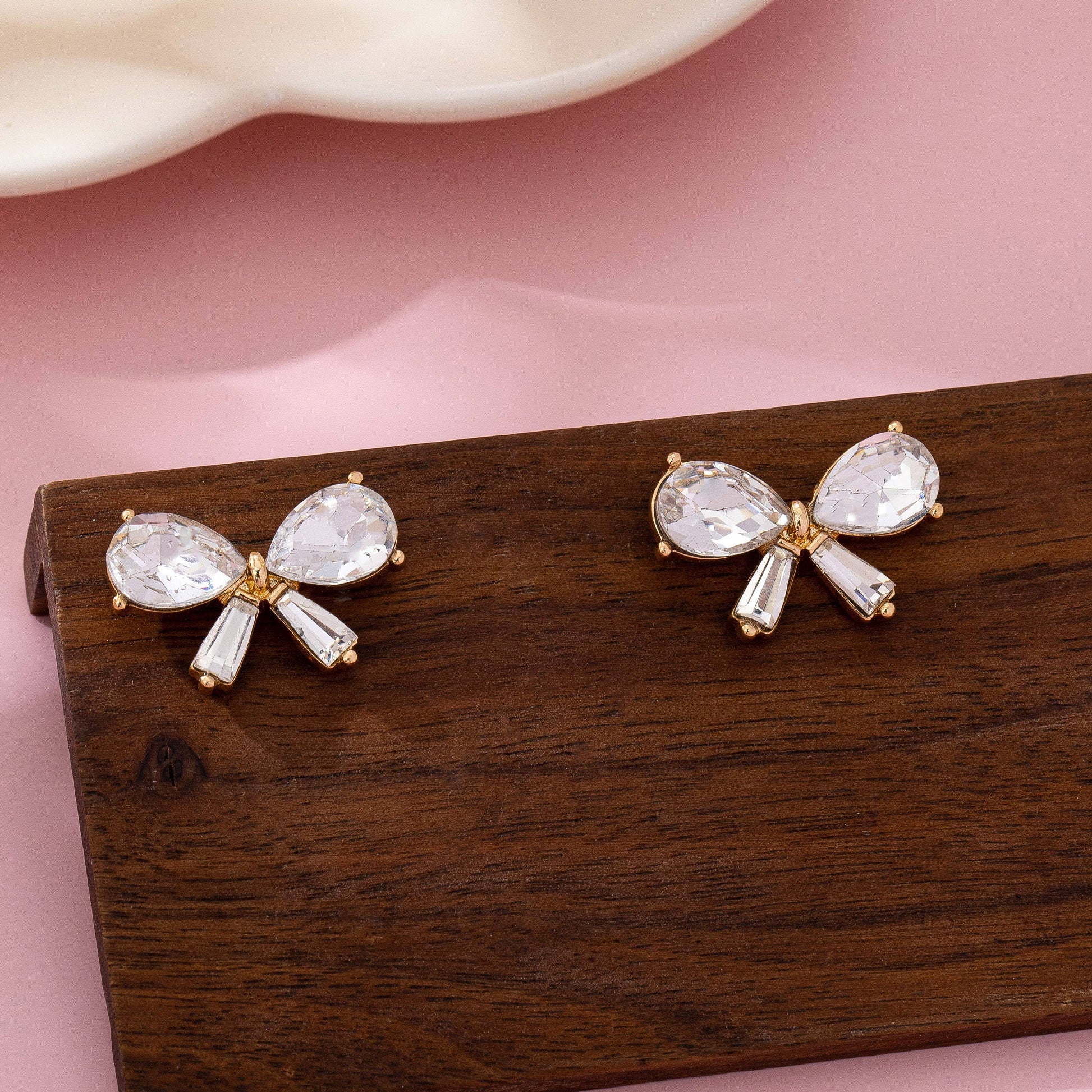 Crystal Bow Stud Earrings