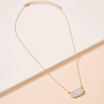 Druzy Stone Charm Short Necklace