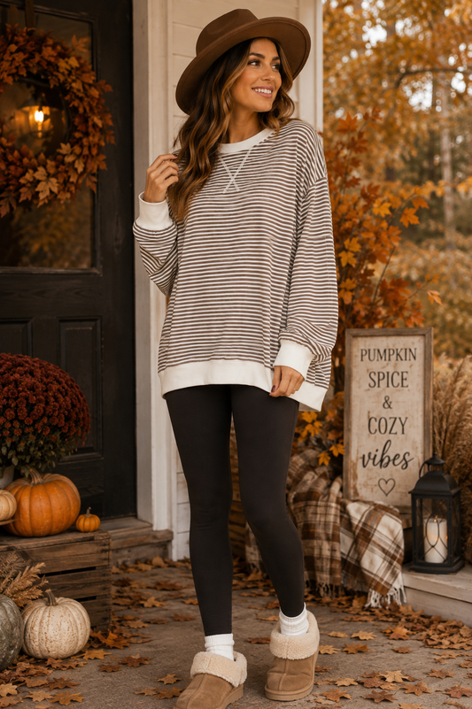 Striped Banded Pullover | Zenana