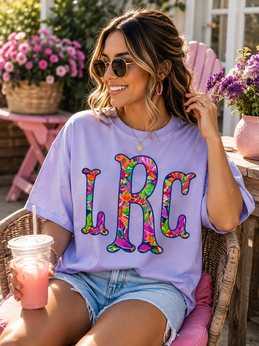 Preppy Floral Fishtail Monogram
