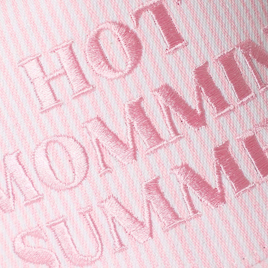 HOT MOMMIN' SUMMER Embroidered Striped Trucker Hat