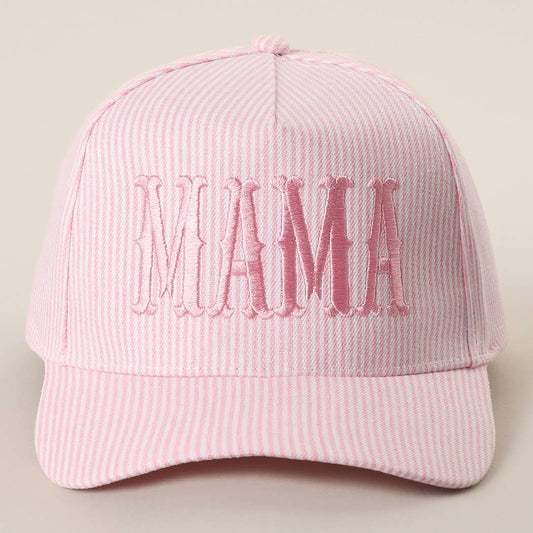 MAMA Embroidered Striped Trucker Hat