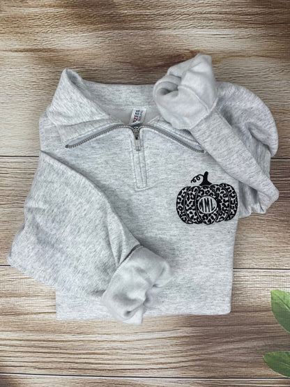 Monogram Pumpkin Cozy Quarter-Zip – Ash Grey