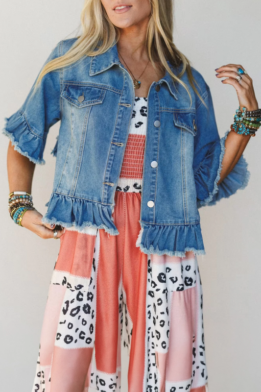 Ruffle Me Up Statement Denim Jacket