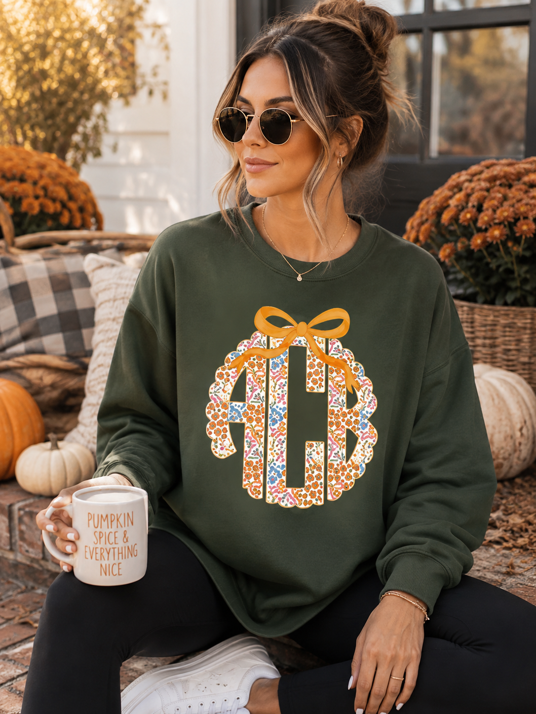 Fall Ditsy Floral Monogram