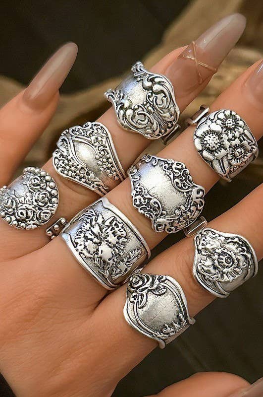 VINTAGE BOHO FLORAL STATEMENT RING