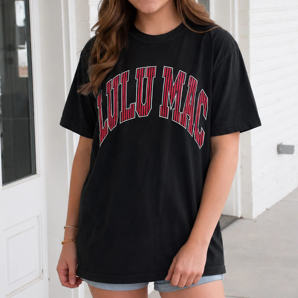 Checkered Comfort Colors Tee - Black/Maroon