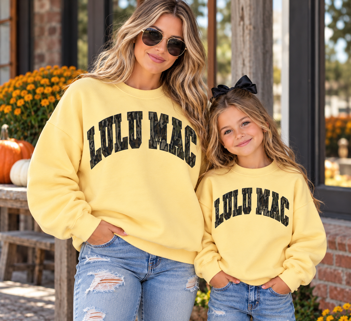 Lulu Mac Mossy Oak camo embroidered applique sweatshirt