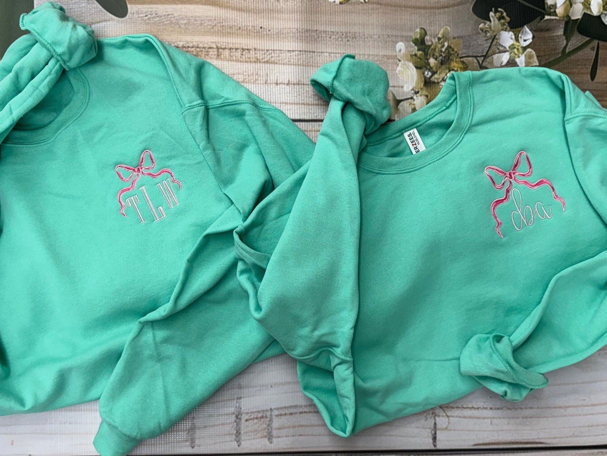 Preppy Monogrammed Embroidered  Crewneck Sweatshirt