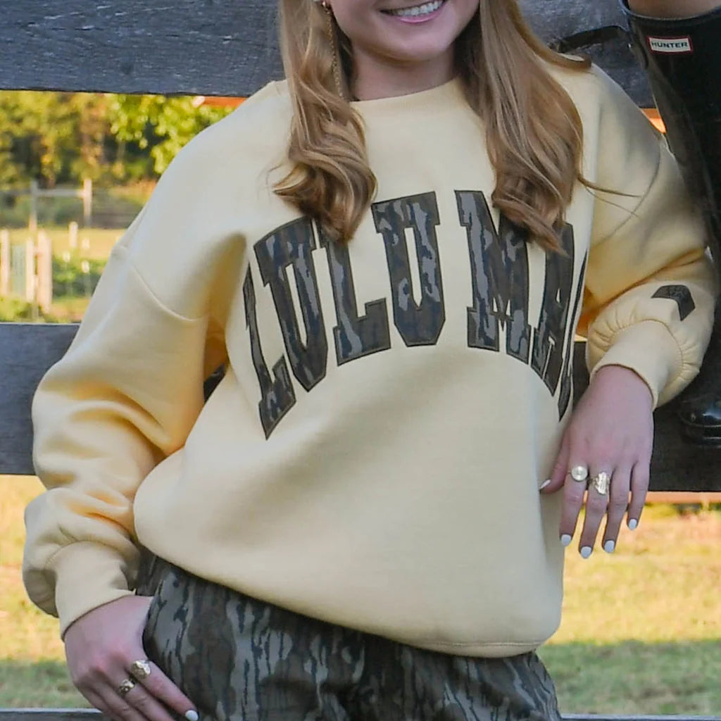 Lulu Mac Mossy Oak camo embroidered applique sweatshirt