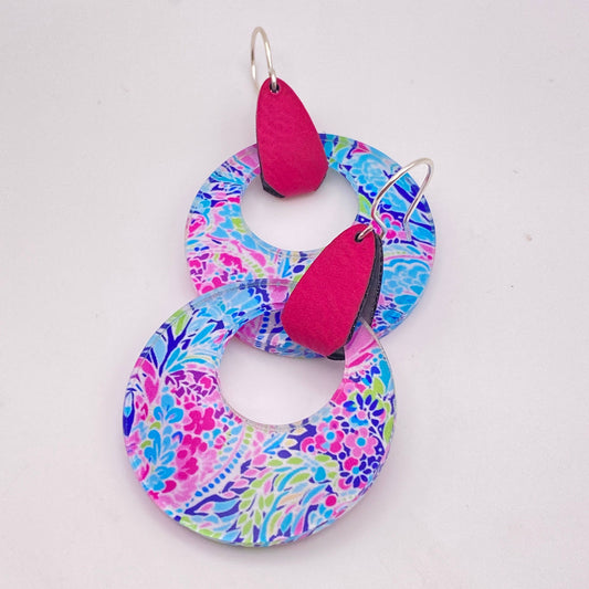 Preppy Pink Stirrup Dangle Earrings