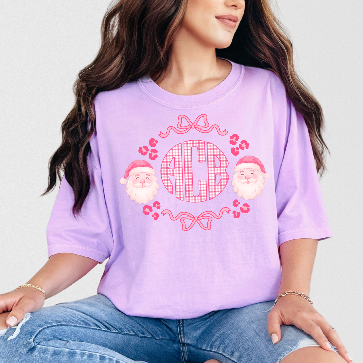 Preppy Gingham Santa Monogram